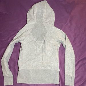 ATHLETA zip up light gray sweatshirt